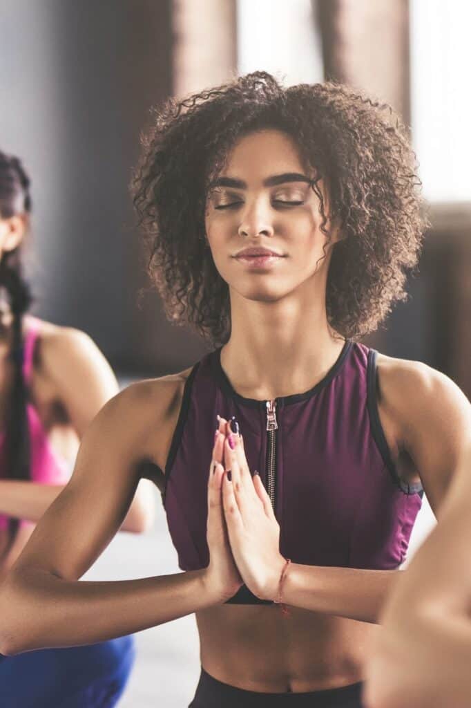 black women doing yoga